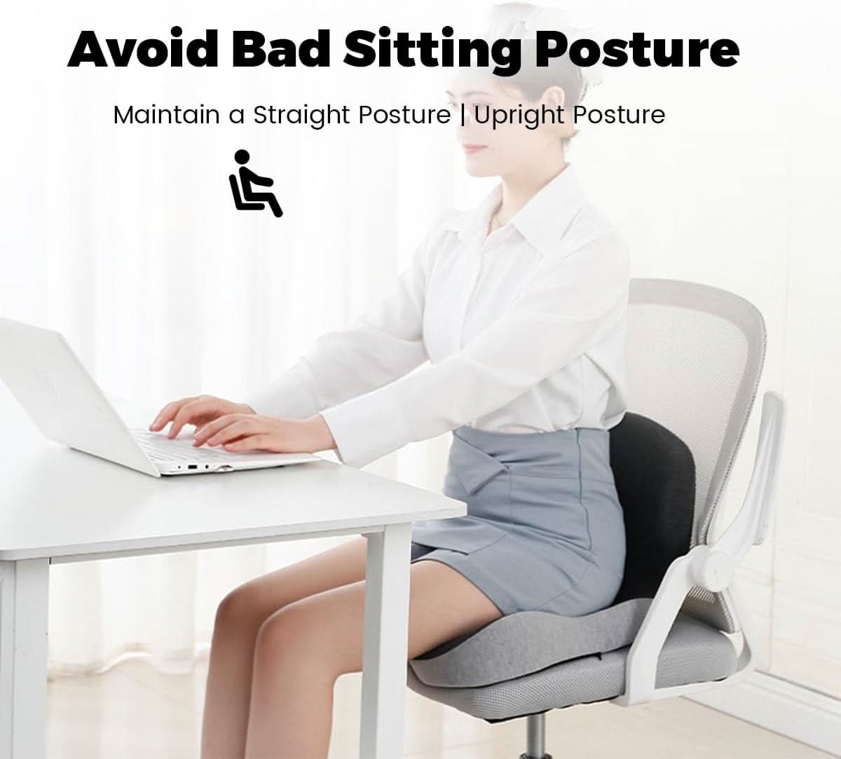 Memory Foam Lower Back Support Cushion for Office Chair and Car Seat – Ergonomic Lumbar Pillow | Thomler