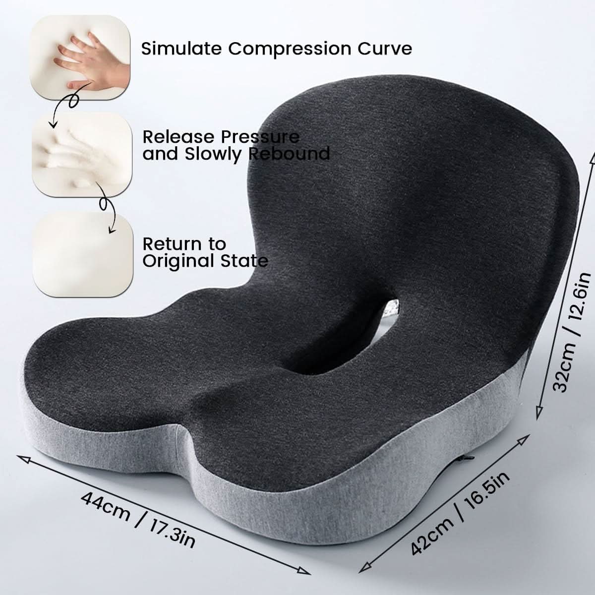 Memory Foam Lower Back Support Cushion for Office Chair and Car Seat – Ergonomic Lumbar Pillow | Thomler