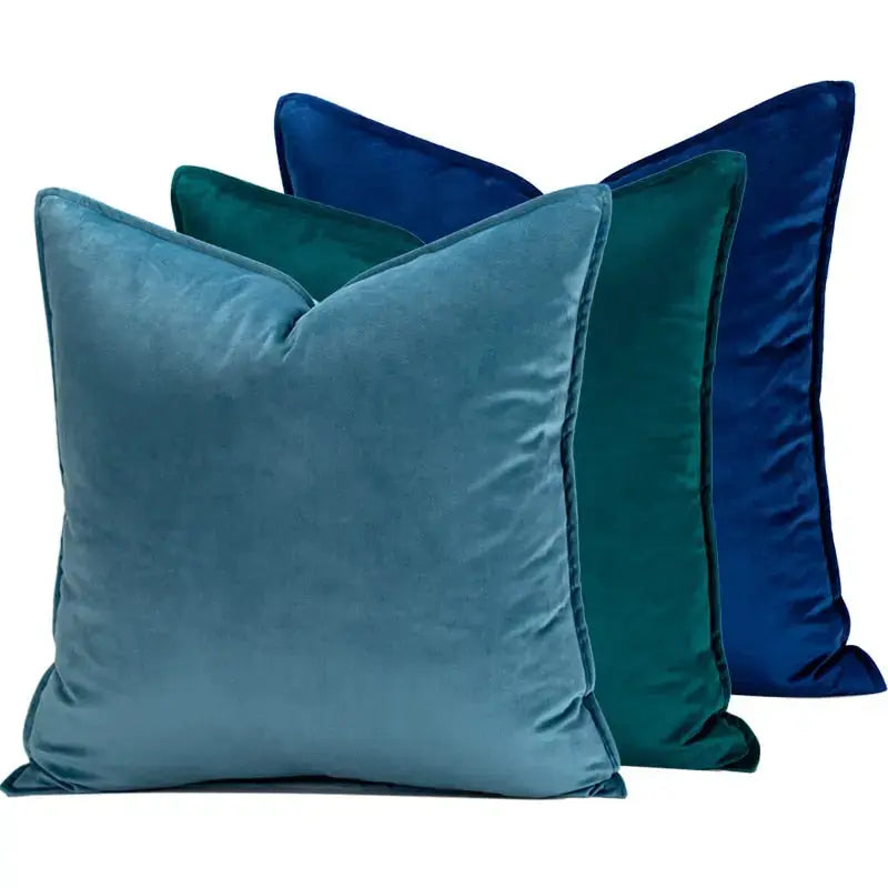 Cushion Cover Velvet 45.0 cm x 45.0 cm Beige Sofa Bedroom Decorative Throw Pillow Case Hidden Zip | Thomler