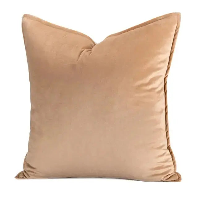 Cushion Cover Velvet 45.0 cm x 45.0 cm Beige Sofa Bedroom Decorative Throw Pillow Case Hidden Zip | Thomler