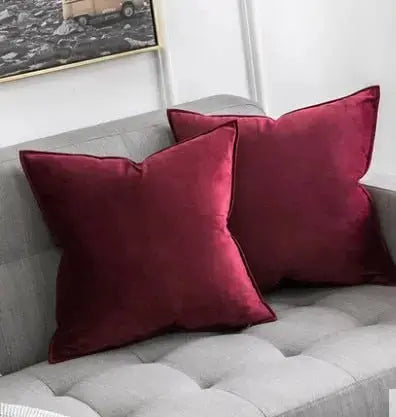 Cushion Cover Velvet 45.0 cm x 45.0 cm Beige Sofa Bedroom Decorative Throw Pillow Case Hidden Zip | Thomler