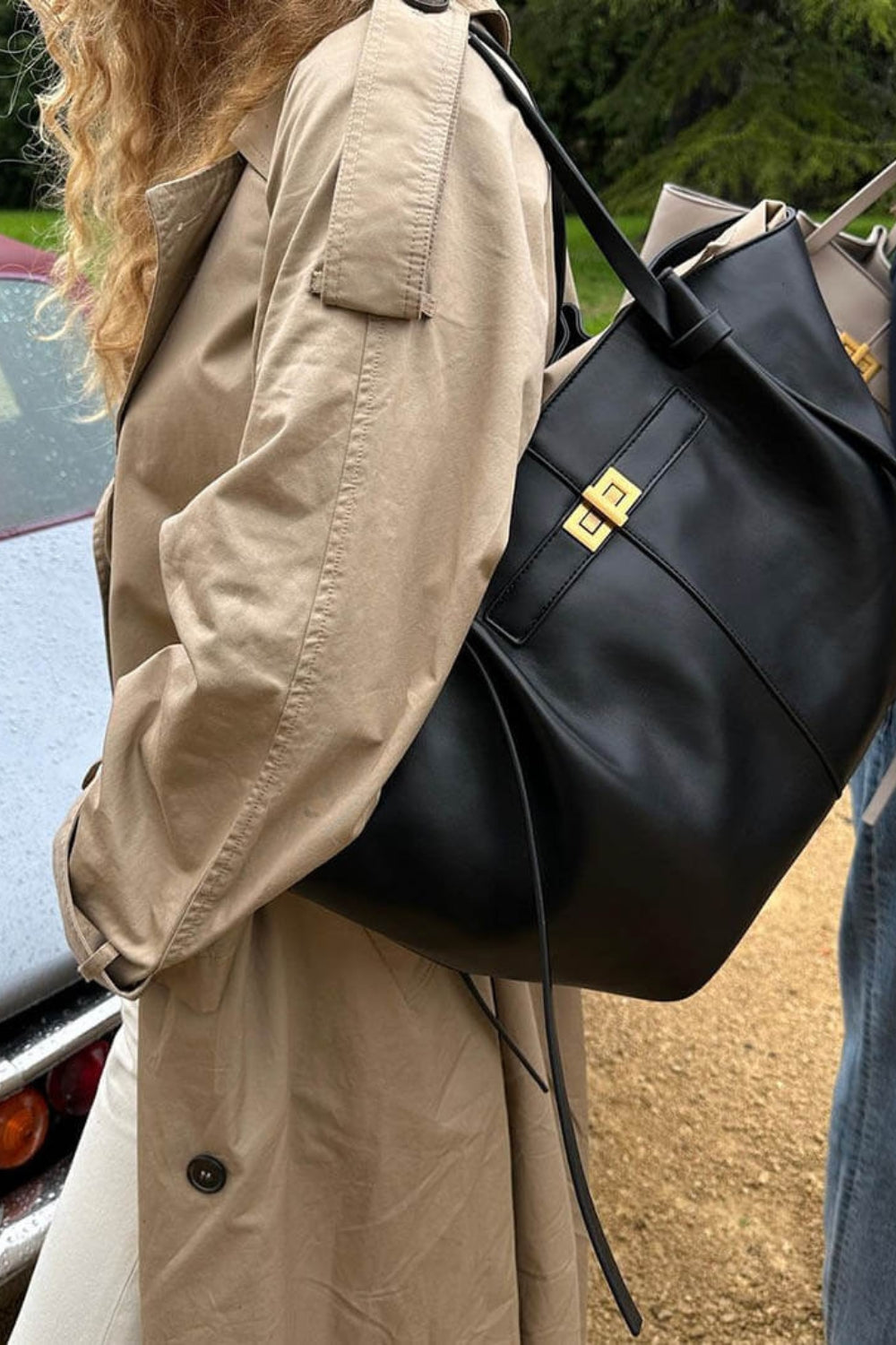Structured Leather Carryall with Hardware Accent & Interior Organizer Pocket for Daily Commute | Thomler