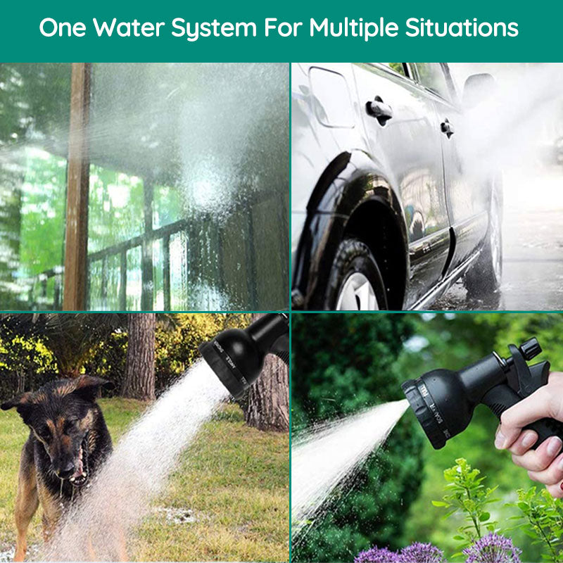 Flexible Garden Hose with 8-Pattern Spray Nozzle – Lightweight, Kink-Resistant & Self-Draining for Lawn Watering, Car Washing & Outdoor | Thomler