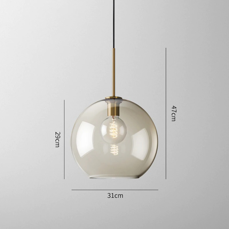 Amber Glass Pendant Light Fixture with Adjustable Cable for Kitchen Island Dining Room Bedroom Modern Hanging Ceiling Lamp Iron Frame | Thomler