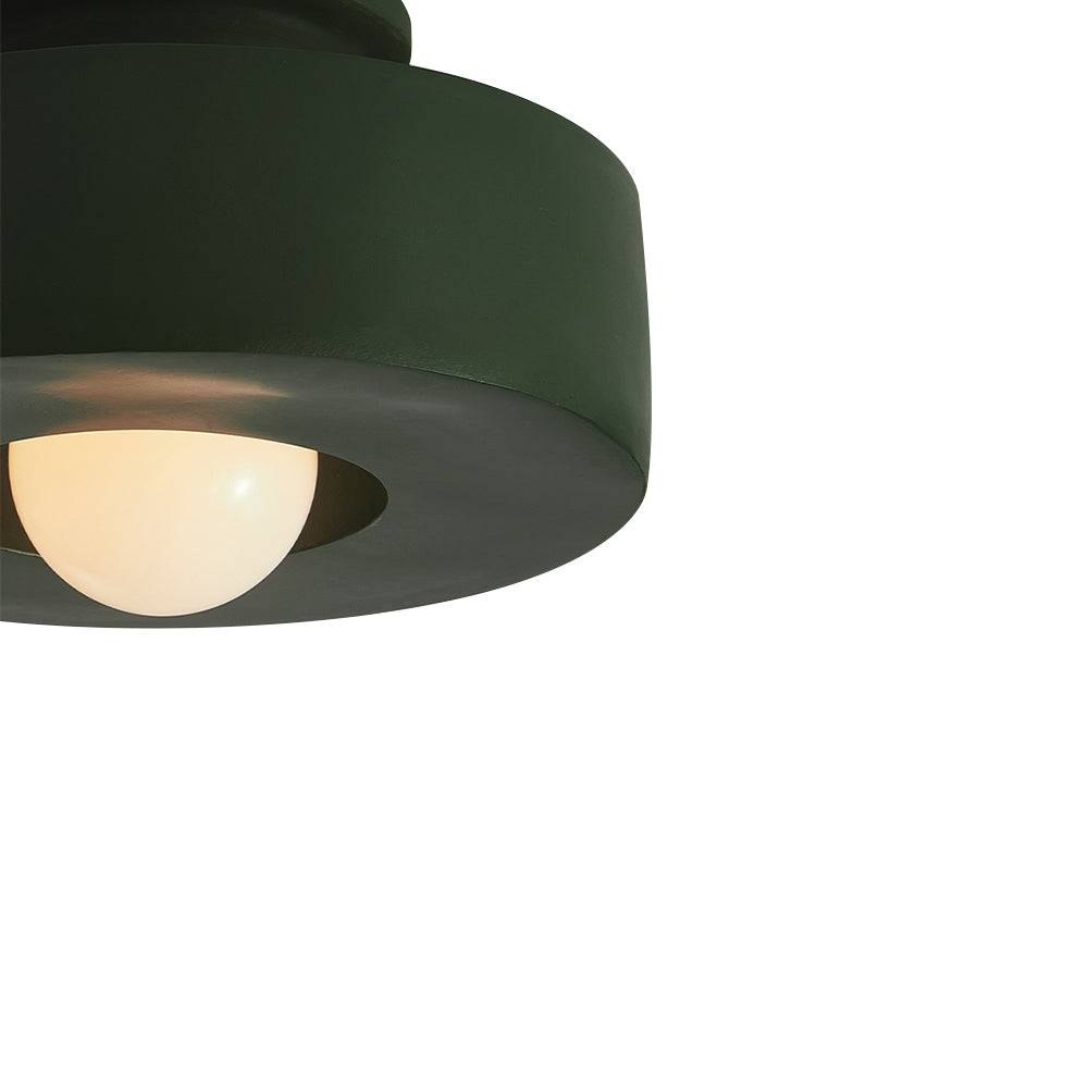 Ceiling Lamp Resin Cylinder 30.0 cm Red Green Black Living Room Bedroom Dimmable Flush Mount Nordic Wabi Sabi Light | Thomler