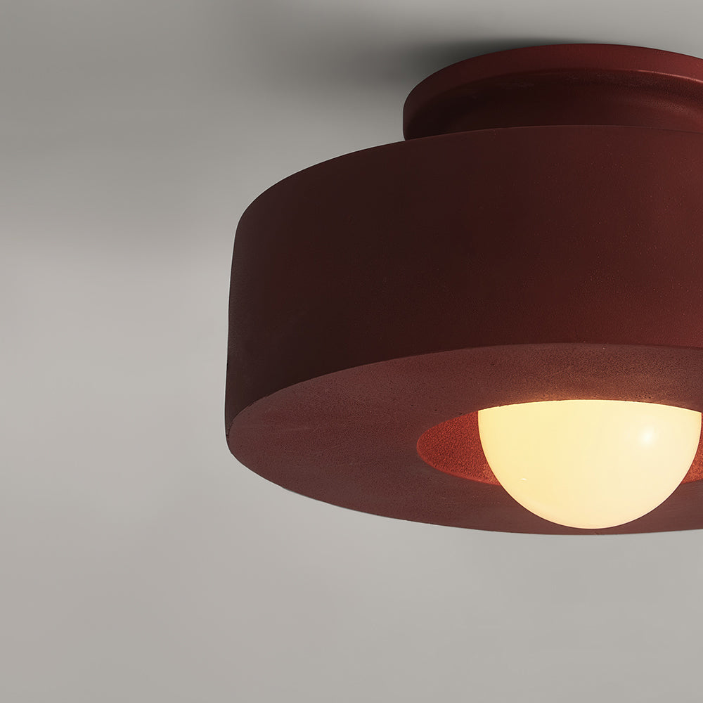 Ceiling Lamp Resin Cylinder 30.0 cm Red Green Black Living Room Bedroom Dimmable Flush Mount Nordic Wabi Sabi Light | Thomler
