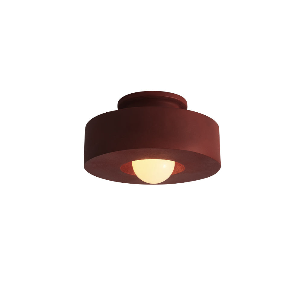 Ceiling Lamp Resin Cylinder 30.0 cm Red Green Black Living Room Bedroom Dimmable Flush Mount Nordic Wabi Sabi Light | Thomler
