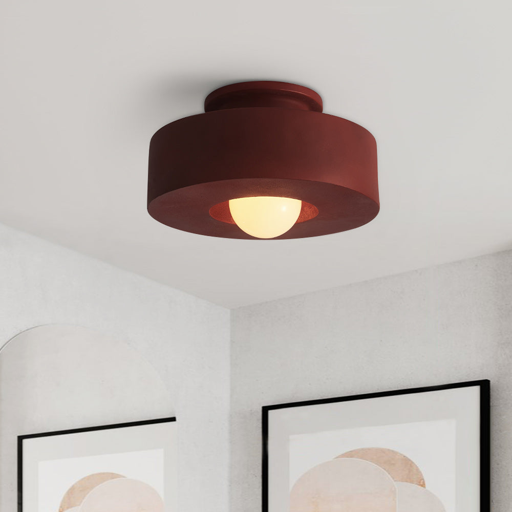 Ceiling Lamp Resin Cylinder 30.0 cm Red Green Black Living Room Bedroom Dimmable Flush Mount Nordic Wabi Sabi Light | Thomler