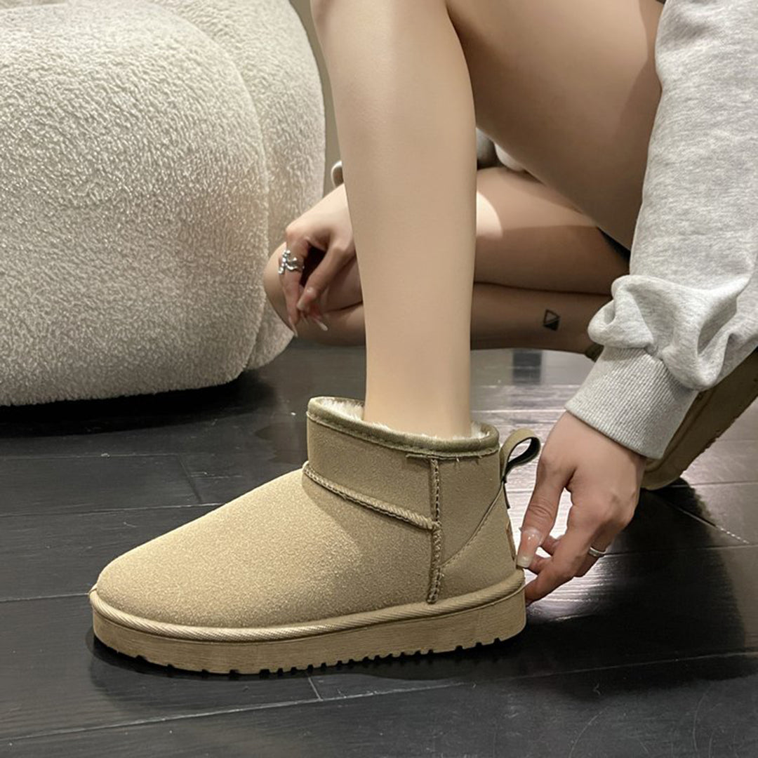Women's Ankle Boots with Genuine Sheepskin Lining – Suede Leather Winter Footwear for Cold Weather | Thomler