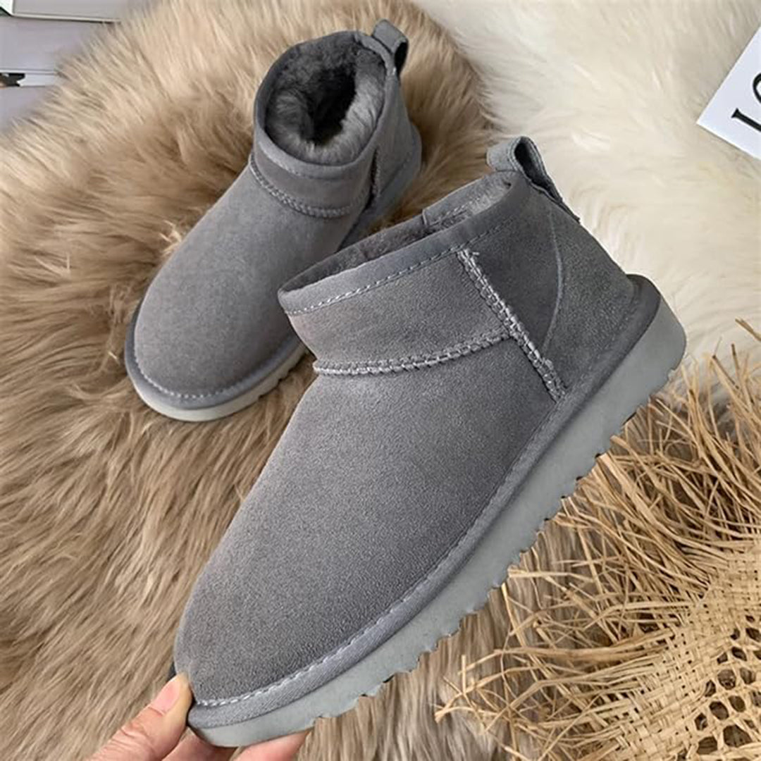 Women's Ankle Boots with Genuine Sheepskin Lining – Suede Leather Winter Footwear for Cold Weather | Thomler