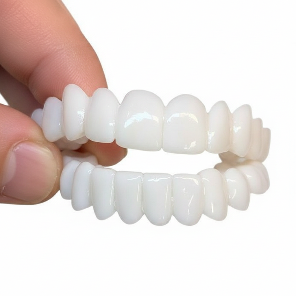 Snap-On Cosmetic Tooth Covers for Upper & Lower Teeth | Moldable Dental Veneers | Heat-Fit Natural White Overlay | Reusable Smile Cover Teet | Thomler