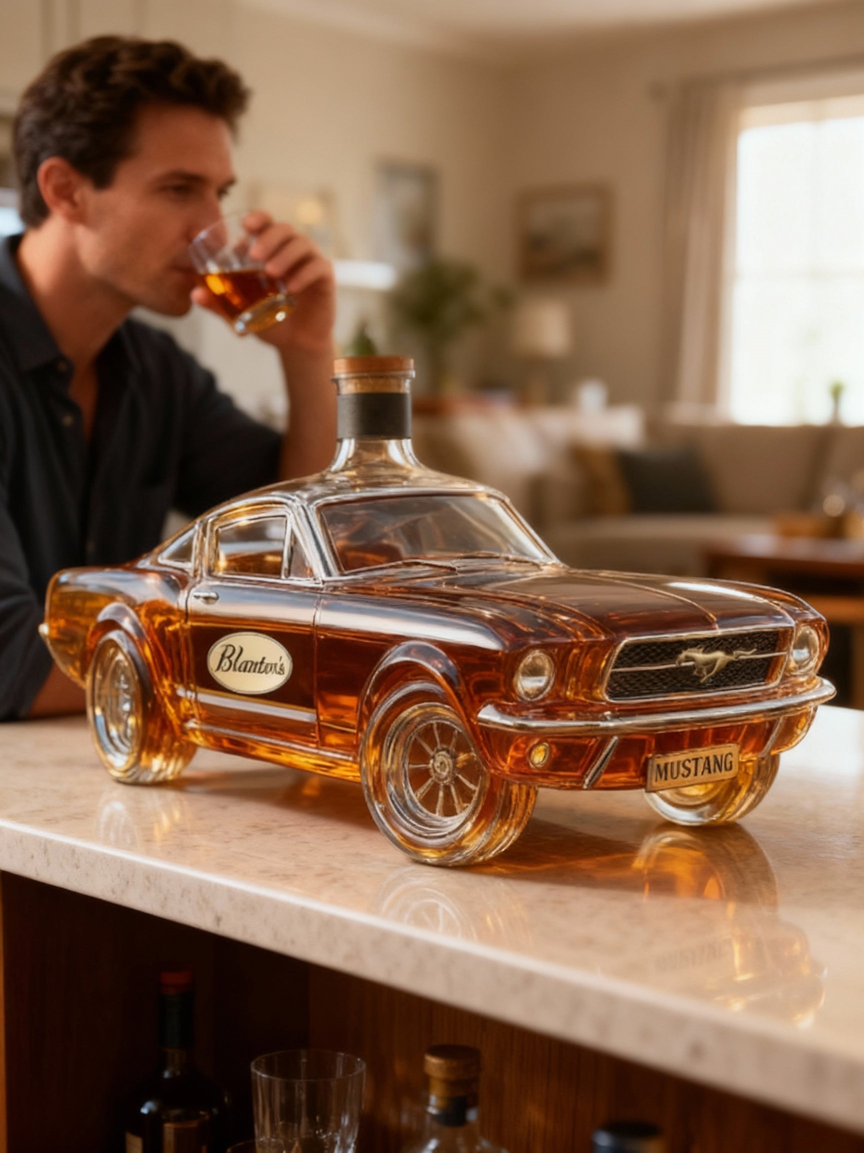 Muscle Car Glass Spirit Decanter for Whiskey, Bourbon & Liquor Display – Collectible Automotive Barware for Home Bar, Man Cave & Living Room | Thomler