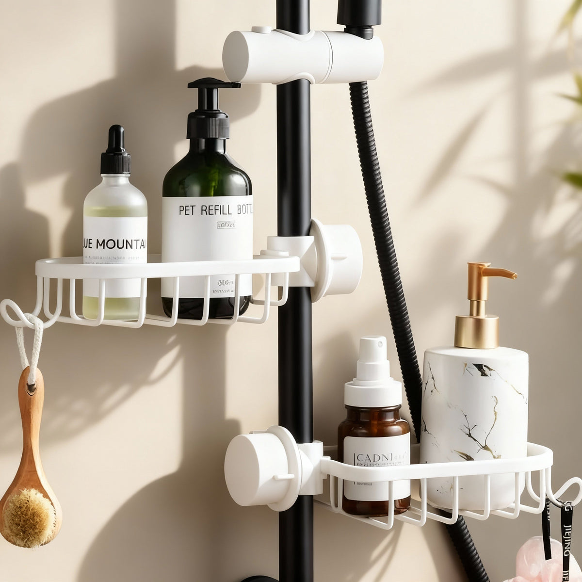 Hanging Shower Caddy for Showerhead | Rust-Proof Stainless Steel Organizer for Shampoo & Soap | No-Drill Quick Install Basket for Bathroom | Thomler