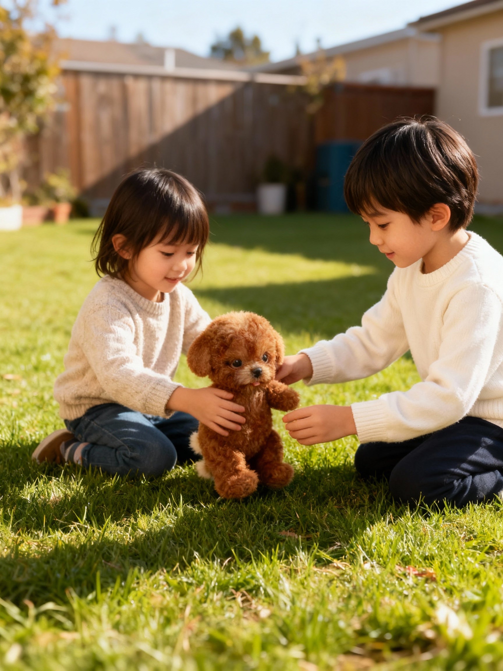 Battery-Powered Animated Plush Puppy Toy Walks Barks Wags Tail Realistic Movement Interactive Dog for Kids Brown White | Thomler