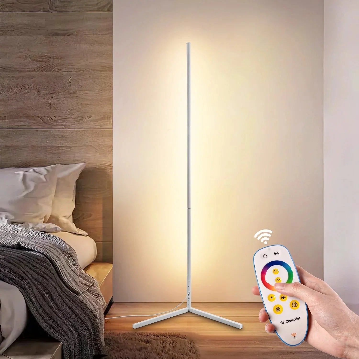 Dimmable Corner Floor Lamp with Remote Control – LED Mood Light for Living Room, Bedroom & Home Office – 3 Color Temperatures | Thomler