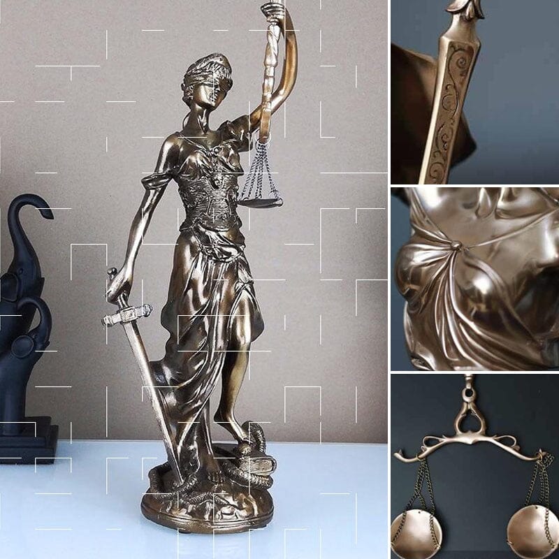 Decorative Sculpture Resin 30.0 cm Bronze Effect Office Desk Lady Justice Statue Legal Decor Home Library Ornament | Thomler