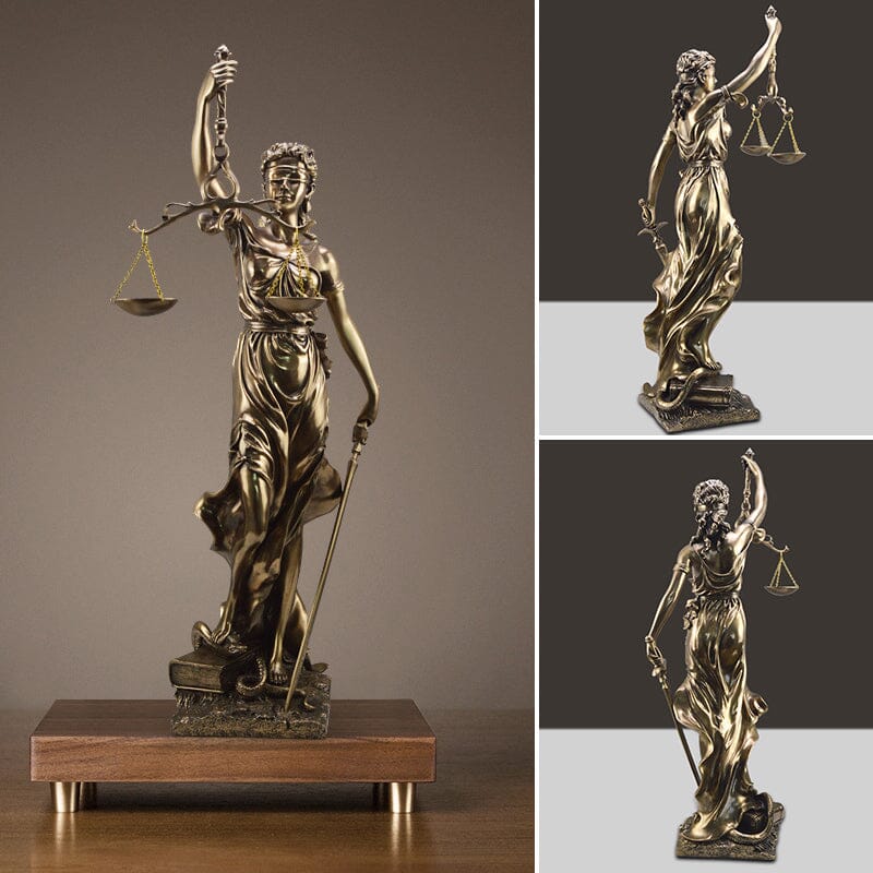 Decorative Sculpture Resin 30.0 cm Bronze Effect Office Desk Lady Justice Statue Legal Decor Home Library Ornament | Thomler