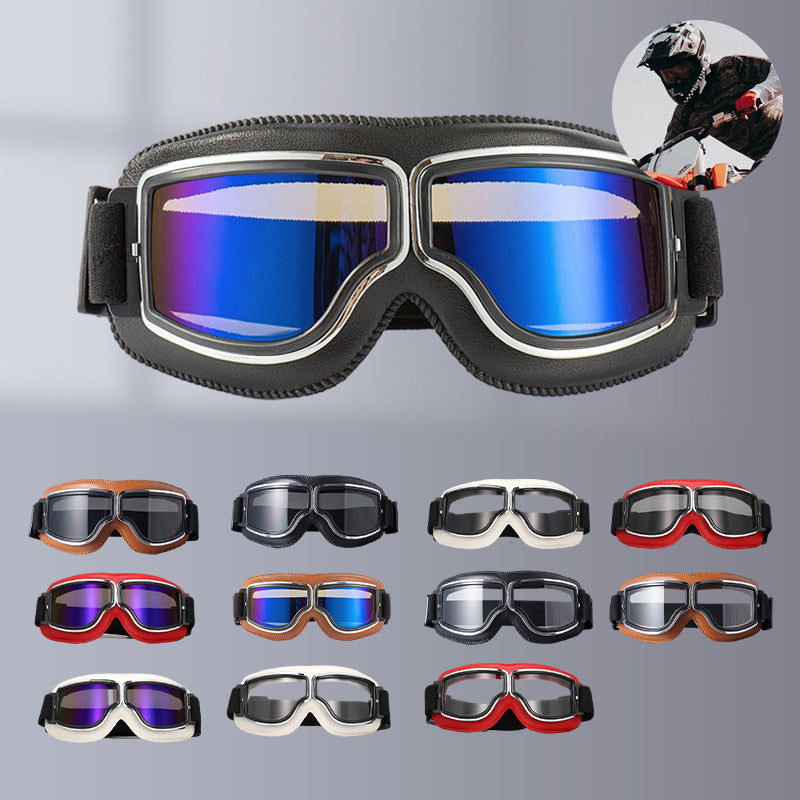 Retro Aviator Motorcycle Goggles with Padded Frame & Adjustable Strap for Men & Women | Thomler
