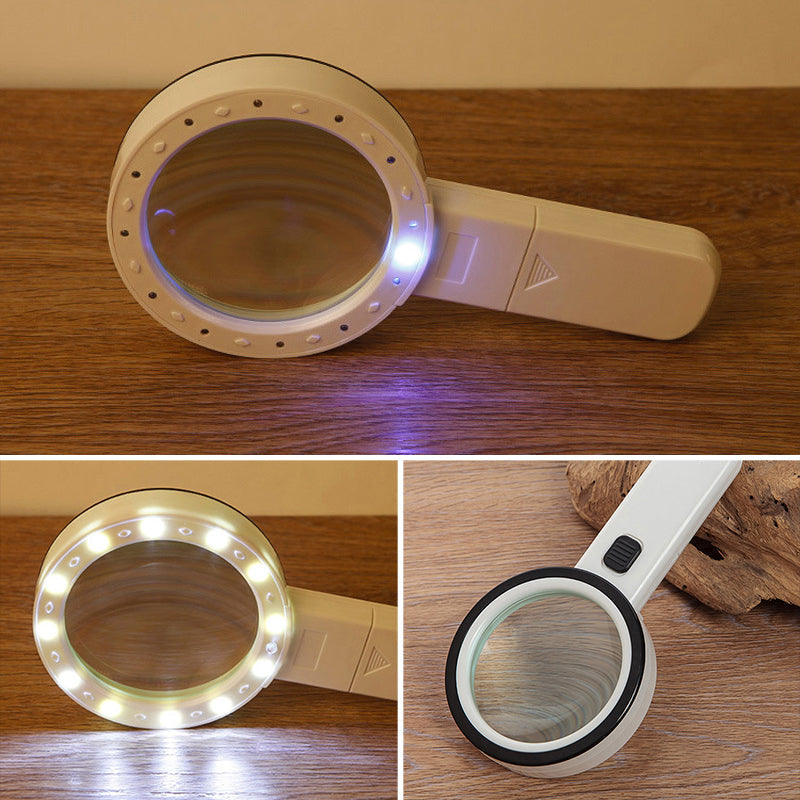 Illuminated Desktop Magnifier with 30X Magnification and 12 LED Lights for Reading Small Print, Labels, Books, Maps, Coins, Jewelry, Hobbies | Thomler