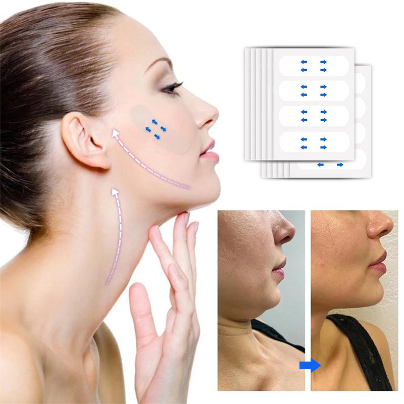 Invisible Facial Lifting Tape Strips for Jawline Contouring & Wrinkle Smoothing - Clear V-Shape Face Lift Stickers for Under Makeup - Breath | Thomler