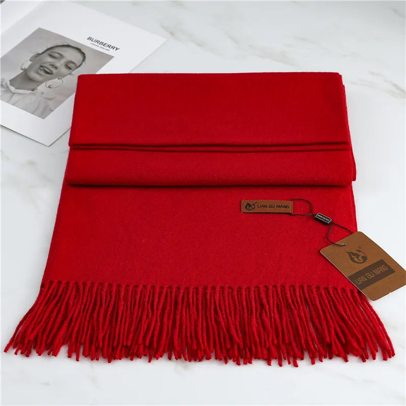 Premium Cashmere Winter Scarf for Women – Soft Oversized Shawl Wrap with Fringe, 10 Colors | Thomler