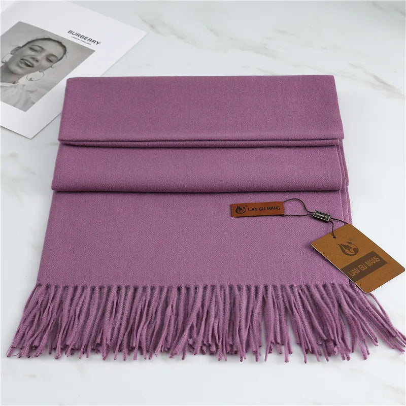 Premium Cashmere Winter Scarf for Women – Soft Oversized Shawl Wrap with Fringe, 10 Colors | Thomler