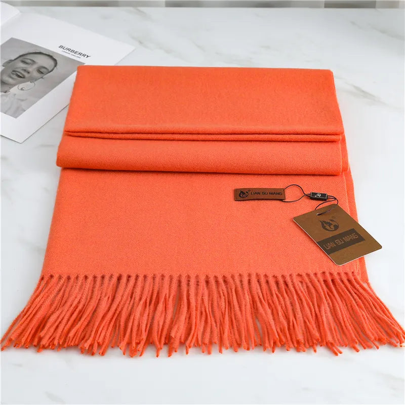 Premium Cashmere Winter Scarf for Women – Soft Oversized Shawl Wrap with Fringe, 10 Colors | Thomler