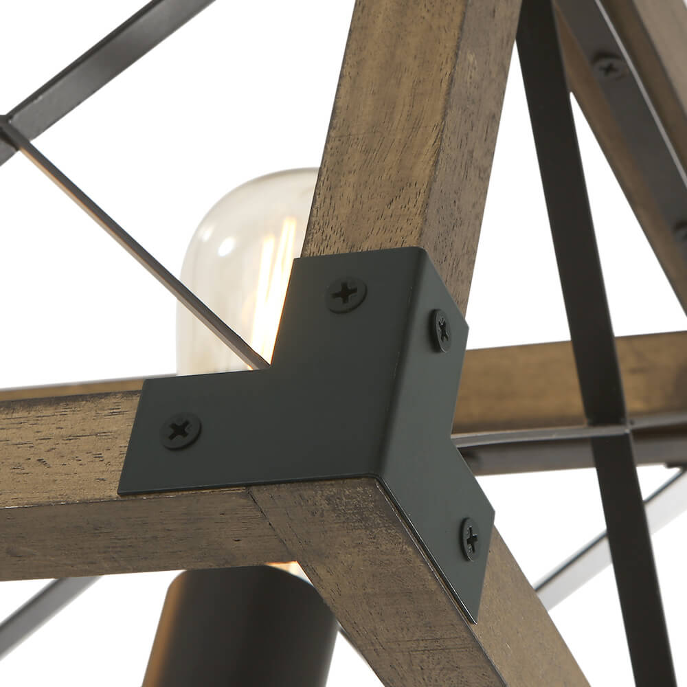 Pendant Light Wood Metal 80.0 cm Brown Black Dining Room Kitchen Island Industrial Farmhouse Ceiling Fixture | Thomler