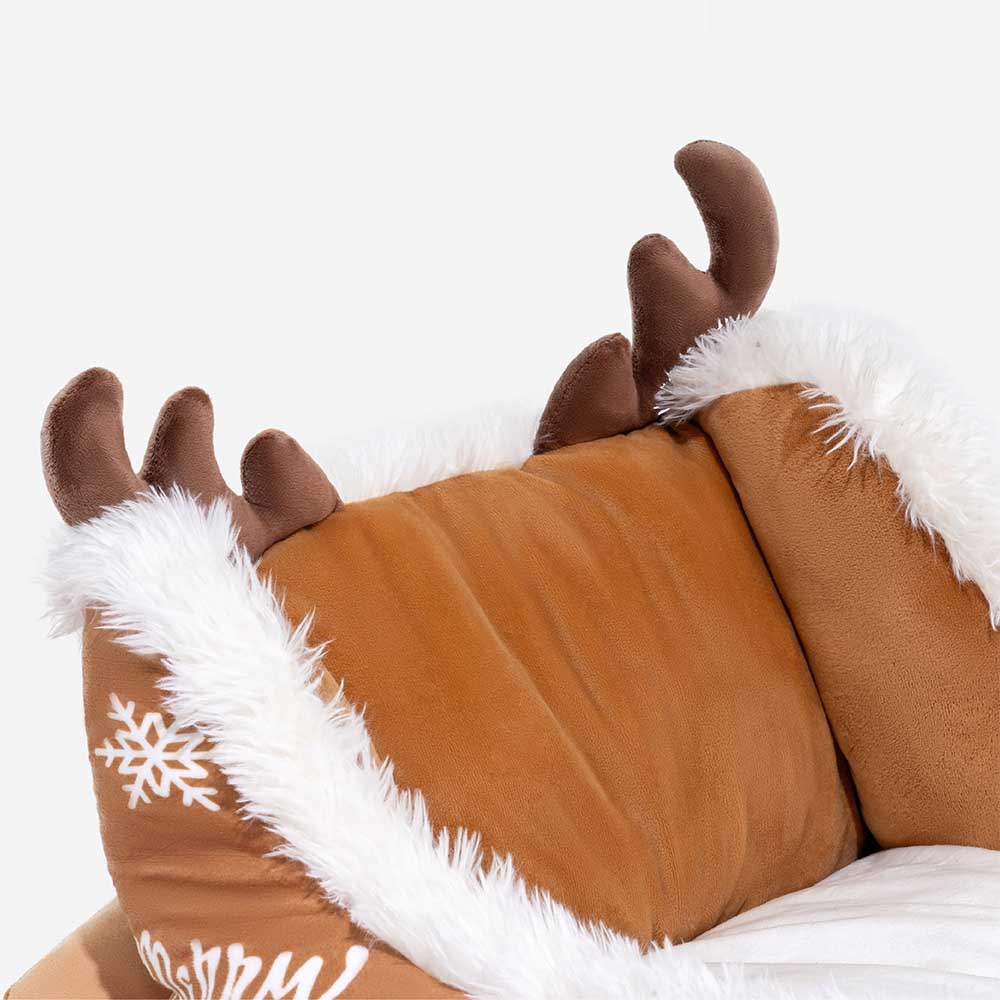 Holiday Sleigh Dog Bed with Plush Velvet Lining for Small to Large Dogs Winter Pet Lounger Christmas Decor | Thomler