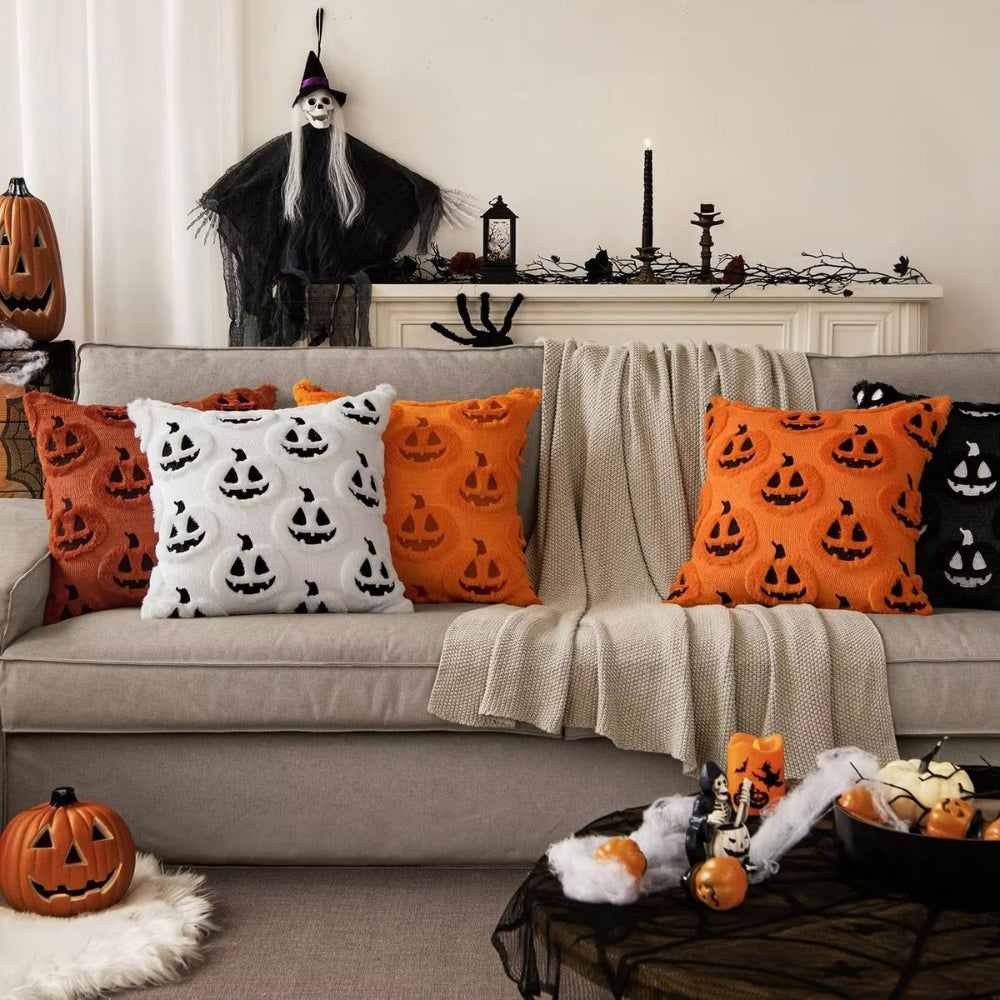Halloween Throw Pillow Cover with Seasonal Gourd Design – Soft Microfiber Decorative Cushion Slip for Sofa, Bed & Living Room Chairs | Thomler