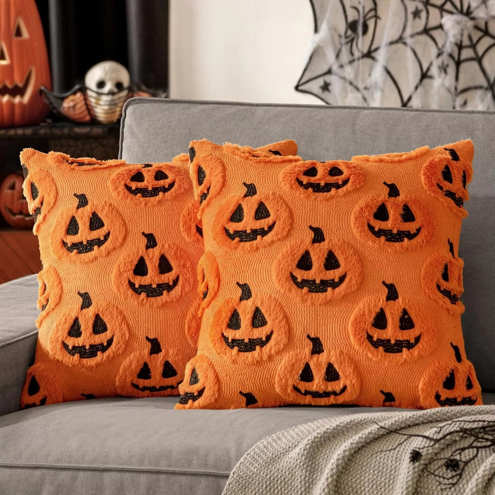 Halloween Throw Pillow Cover with Seasonal Gourd Design – Soft Microfiber Decorative Cushion Slip for Sofa, Bed & Living Room Chairs | Thomler