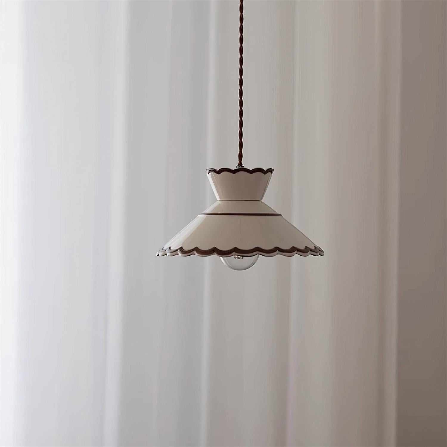 Pendant Light Ceramic 9.6 in Cream Vintage Dining Room Kitchen Island Hanging Ceiling Lamp | Thomler