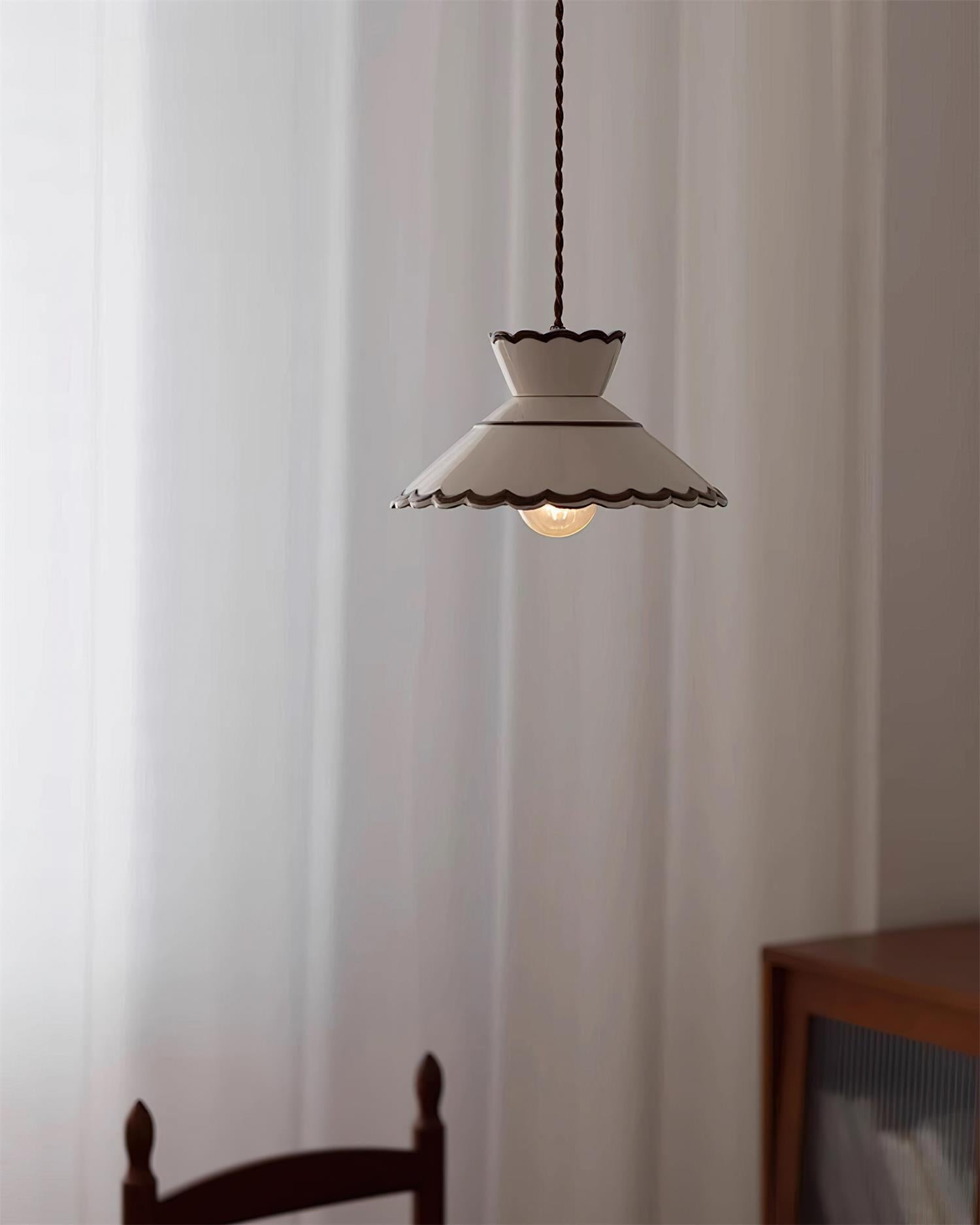 Pendant Light Ceramic 9.6 in Cream Vintage Dining Room Kitchen Island Hanging Ceiling Lamp | Thomler