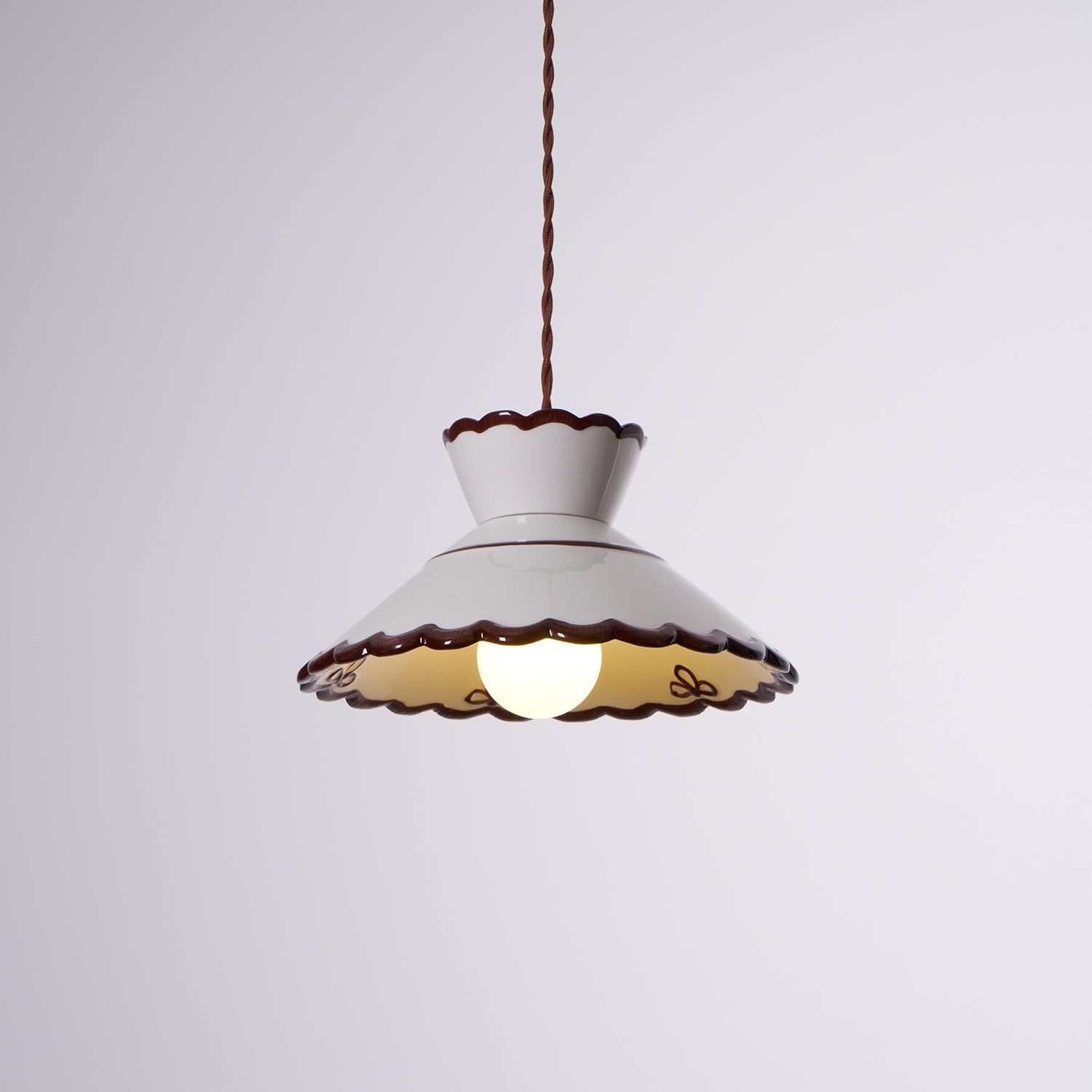 Pendant Light Ceramic 9.6 in Cream Vintage Dining Room Kitchen Island Hanging Ceiling Lamp | Thomler