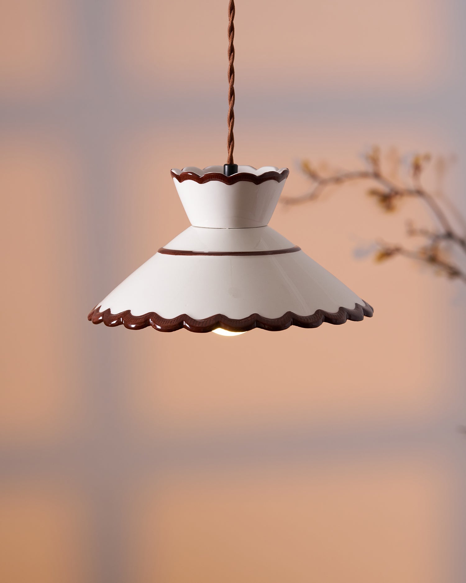 Pendant Light Ceramic 9.6 in Cream Vintage Dining Room Kitchen Island Hanging Ceiling Lamp | Thomler