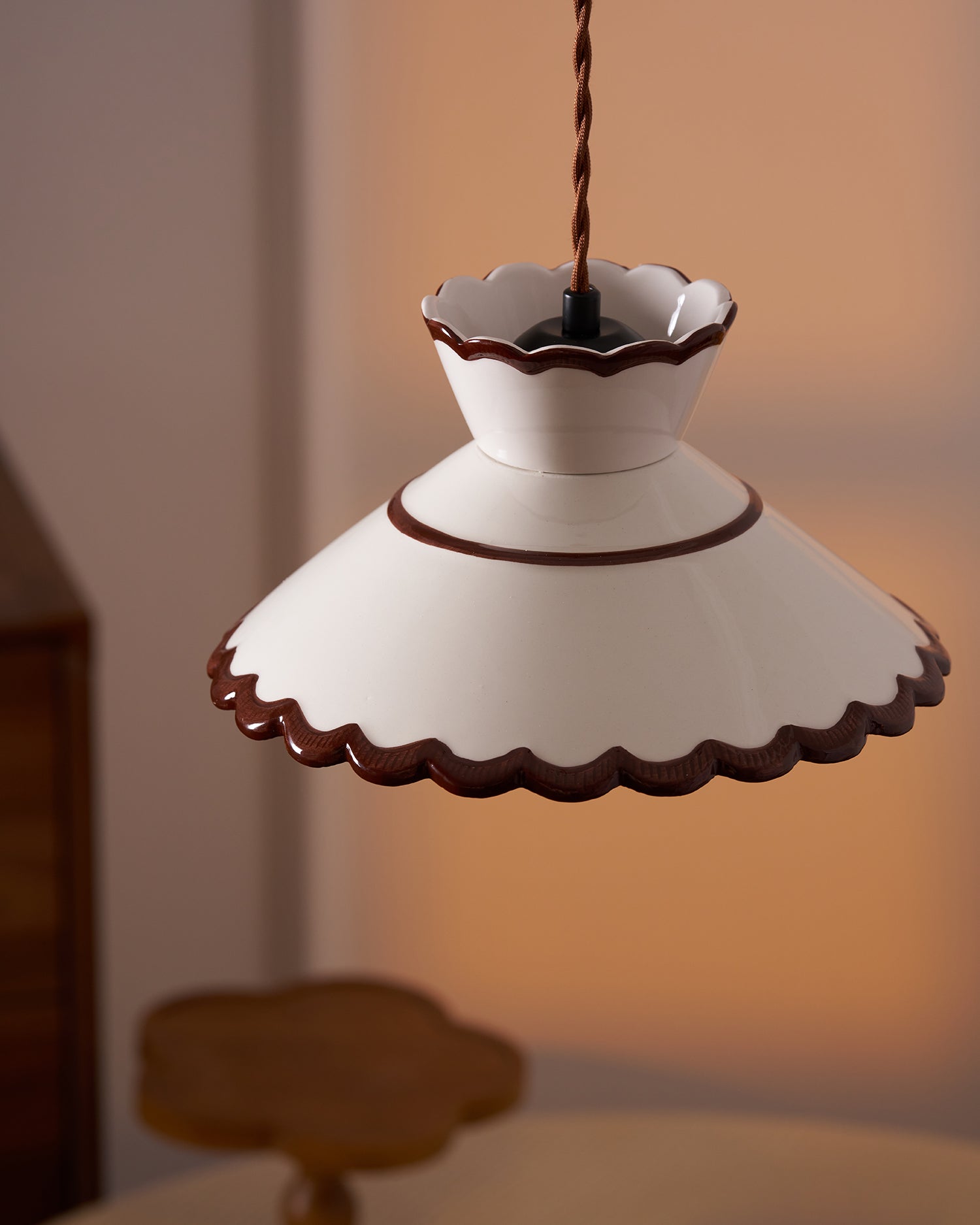 Pendant Light Ceramic 9.6 in Cream Vintage Dining Room Kitchen Island Hanging Ceiling Lamp | Thomler