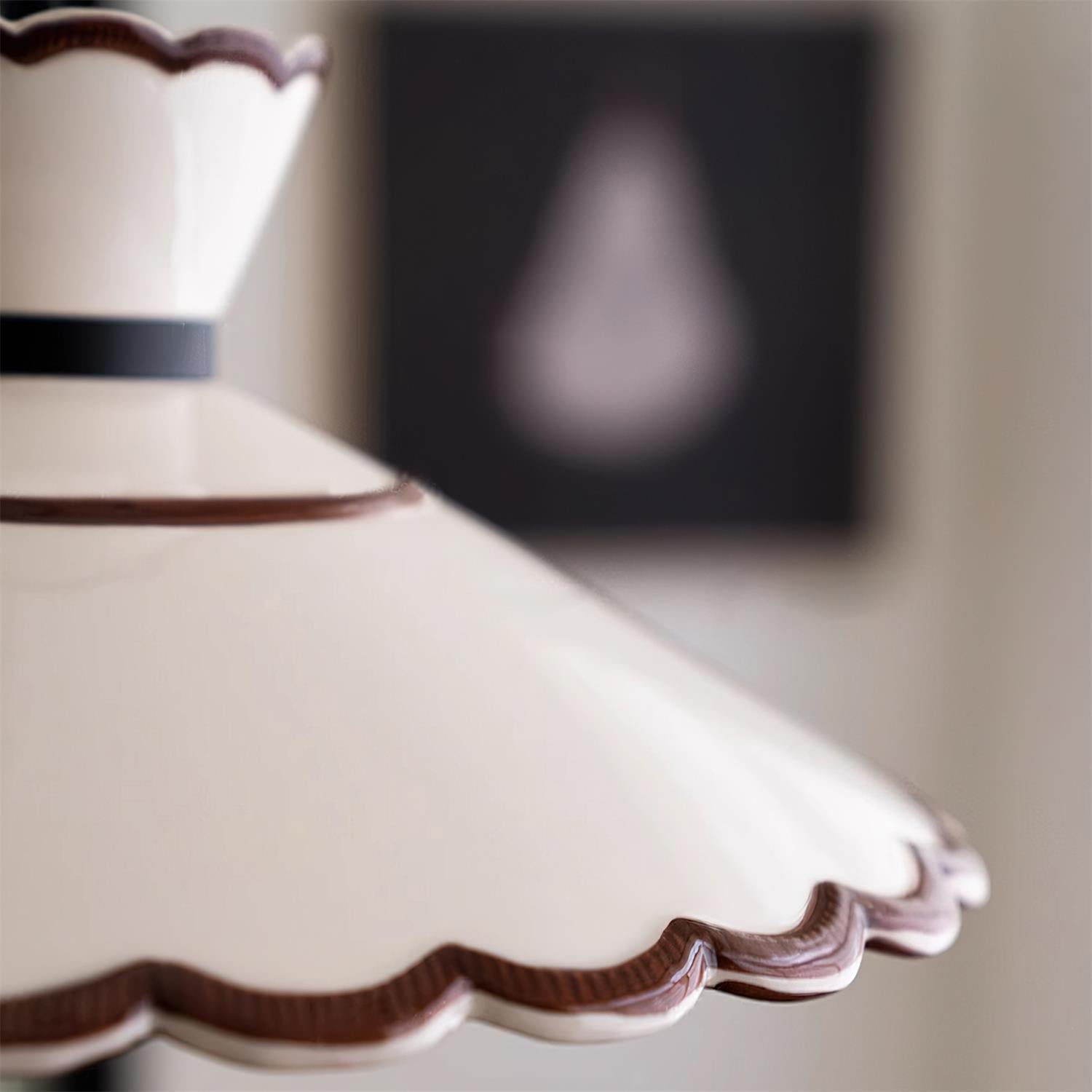 Pendant Light Ceramic 9.6 in Cream Vintage Dining Room Kitchen Island Hanging Ceiling Lamp | Thomler