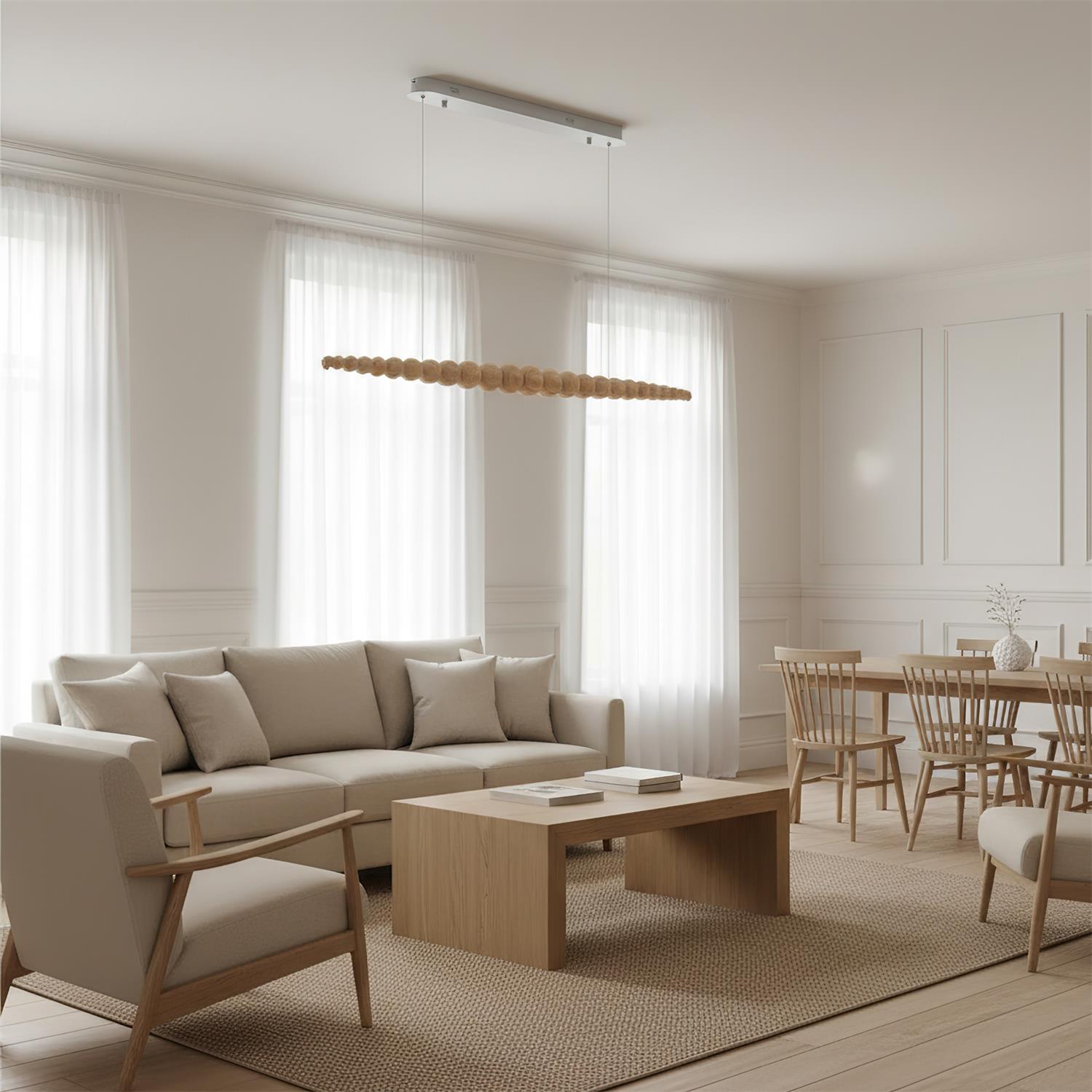 Chandelier Metal Acrylic Linear 46.4 in Warm White Indoor Dining Room Modern Pendant Light | Thomler