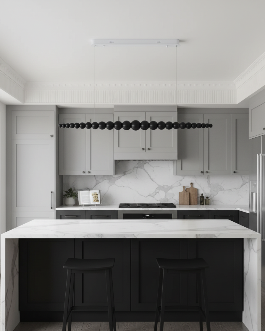 Chandelier Metal Acrylic Linear 46.4 in Warm White Indoor Dining Room Modern Pendant Light | Thomler