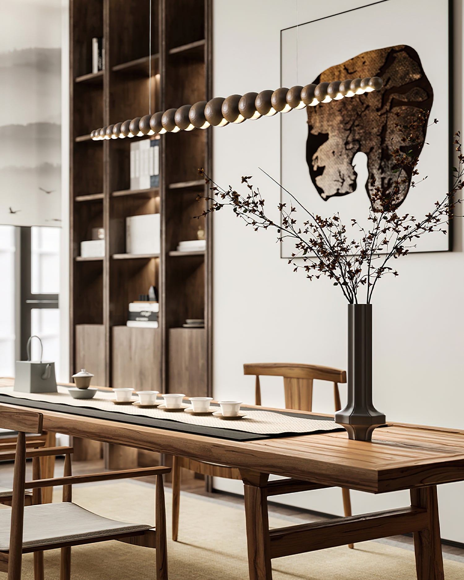 Chandelier Metal Acrylic Linear 46.4 in Warm White Indoor Dining Room Modern Pendant Light | Thomler