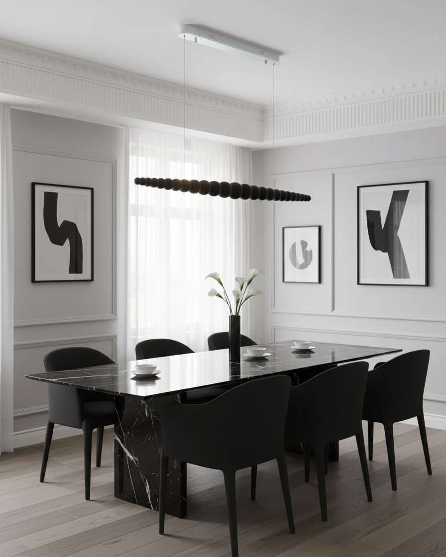 Chandelier Metal Acrylic Linear 46.4 in Warm White Indoor Dining Room Modern Pendant Light | Thomler