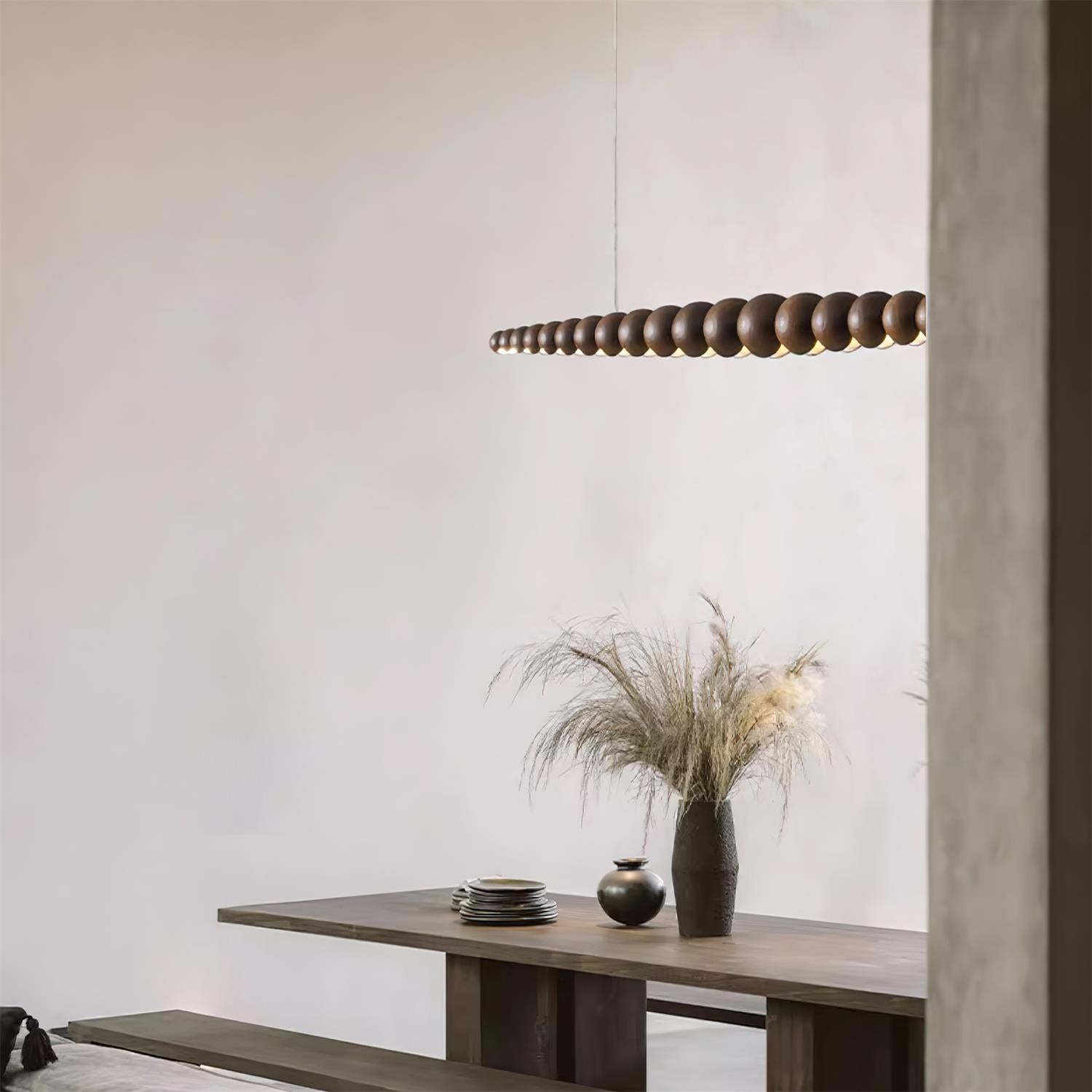 Pendant Light Wood Metal LED Warm White Adjustable Dining Table Kitchen Island Linear Hanging Ceiling Lamp Scandinavian Modern | Thomler