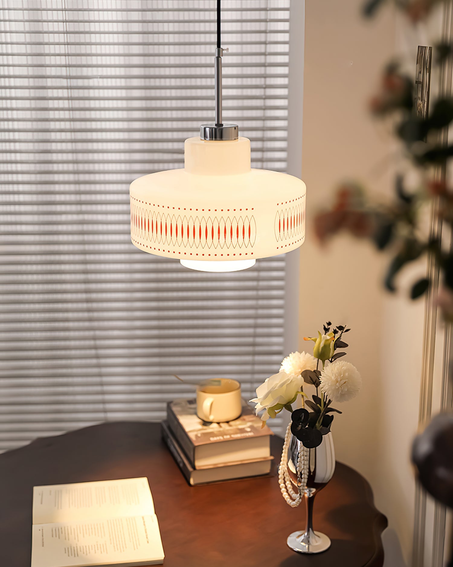 Pendant Light Metal Glass 11 in Geometric Shade Indoor Dining Room Kitchen Hanging Ceiling Lamp Vintage Modern | Thomler
