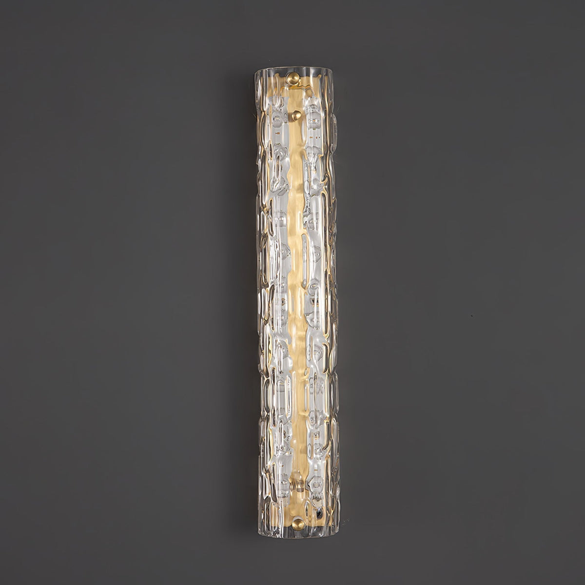 Contemporary Gold Brass & Glass Cylinder Wall Light for Indoor Living Spaces | Thomler
