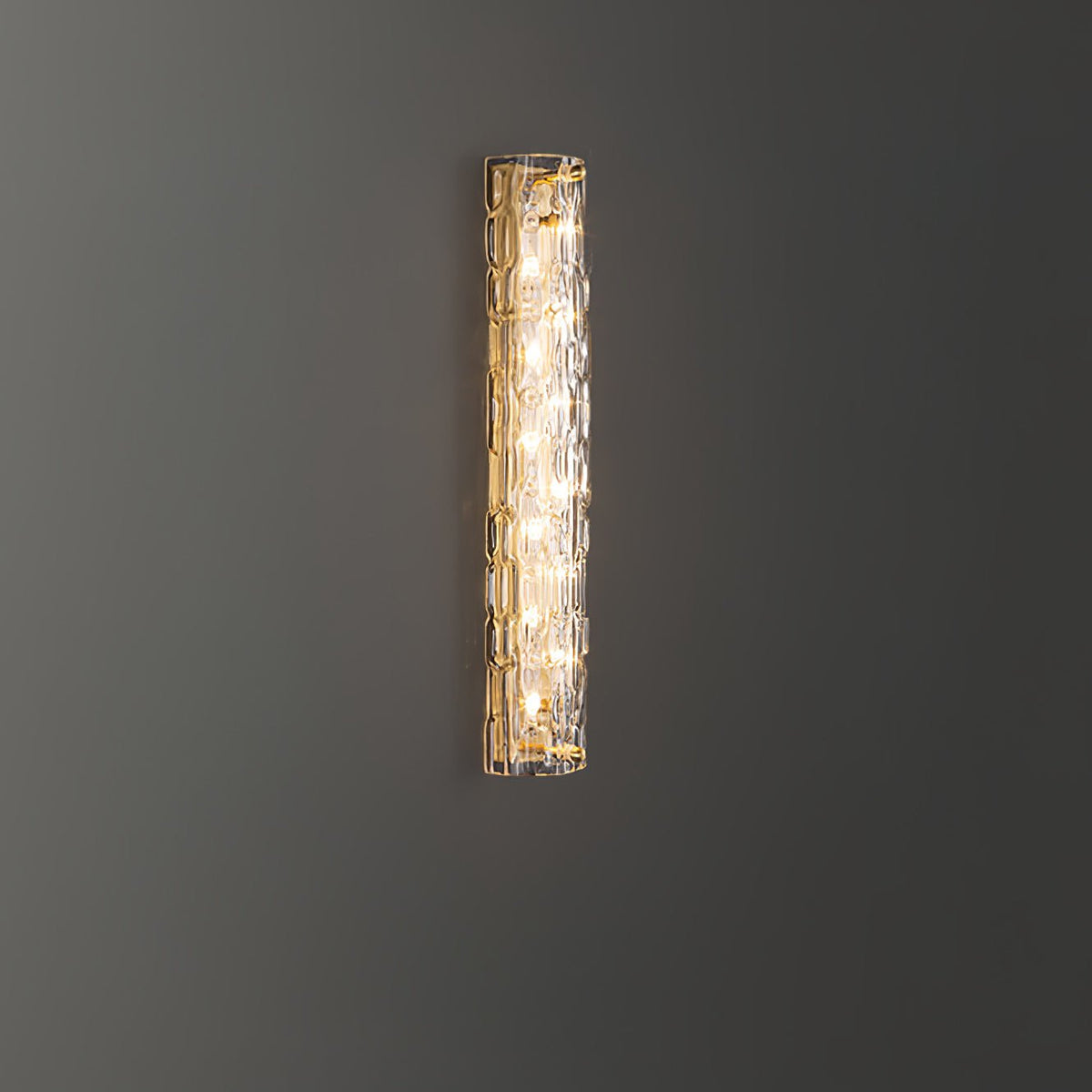 Contemporary Gold Brass & Glass Cylinder Wall Light for Indoor Living Spaces | Thomler