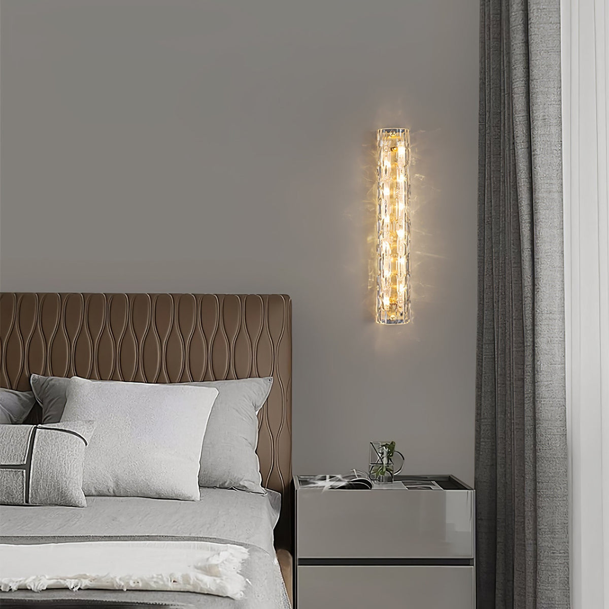 Contemporary Gold Brass & Glass Cylinder Wall Light for Indoor Living Spaces | Thomler