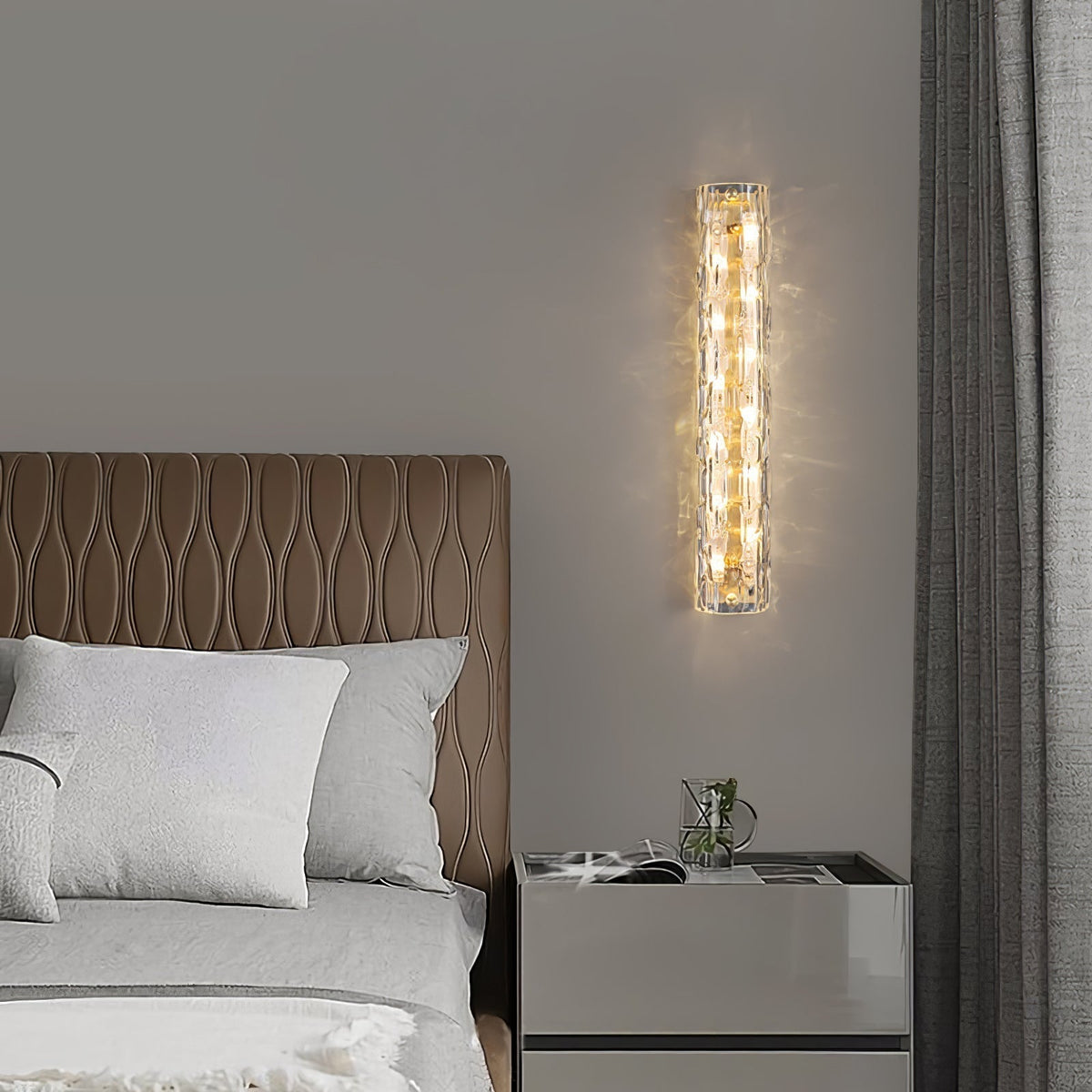 Contemporary Gold Brass & Glass Cylinder Wall Light for Indoor Living Spaces | Thomler