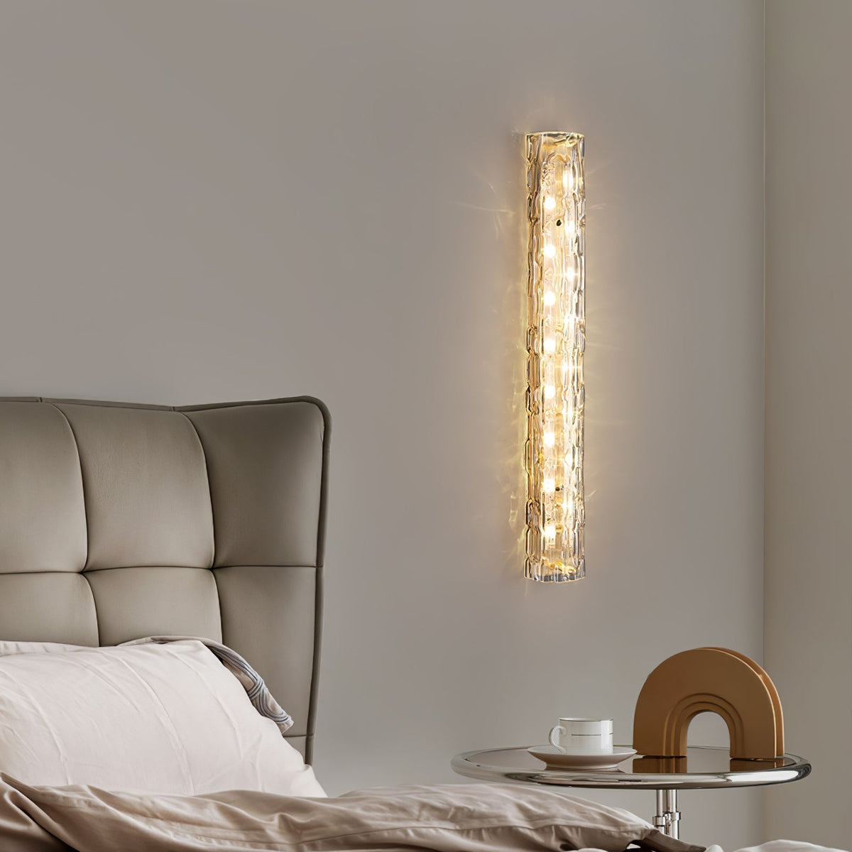 Contemporary Gold Brass & Glass Cylinder Wall Light for Indoor Living Spaces | Thomler