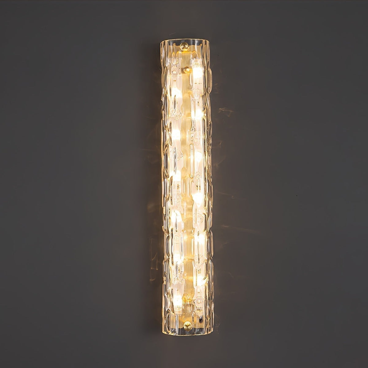 Contemporary Gold Brass & Glass Cylinder Wall Light for Indoor Living Spaces | Thomler