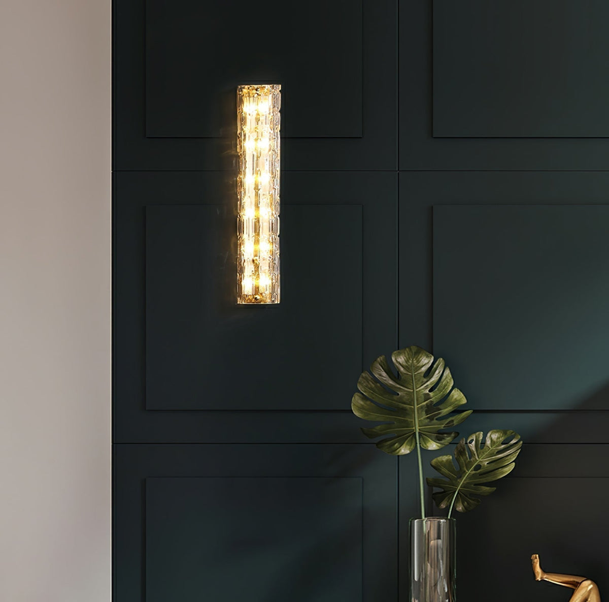 Contemporary Gold Brass & Glass Cylinder Wall Light for Indoor Living Spaces | Thomler
